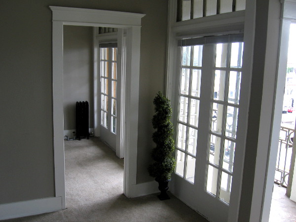 The volunteer guide quickly showed me one of the sunlight-filled apartments. The view of downtown is incredible.