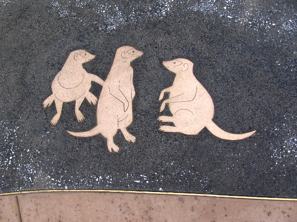In the plaza around the base of the Rex lion sculpture are a bunch of fun inlaid animals.