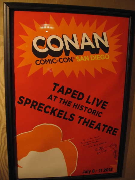 Cool poster from Conan O'Brien's appearance at the Spreckels Theatre during 2015 San Diego Comic-Con.