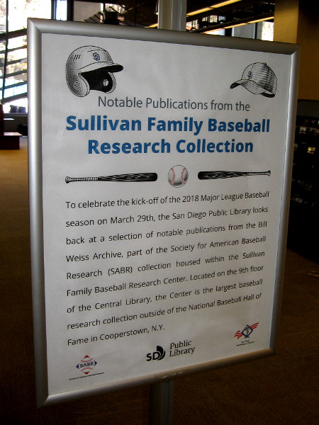 Notable Publications from the Sullivan Family Baseball Research Collection are now on display on the first floor of the San Diego Central Library.