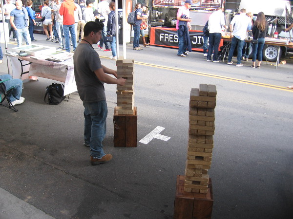 Nobody was playing giant Jenga when I happened to pass by.