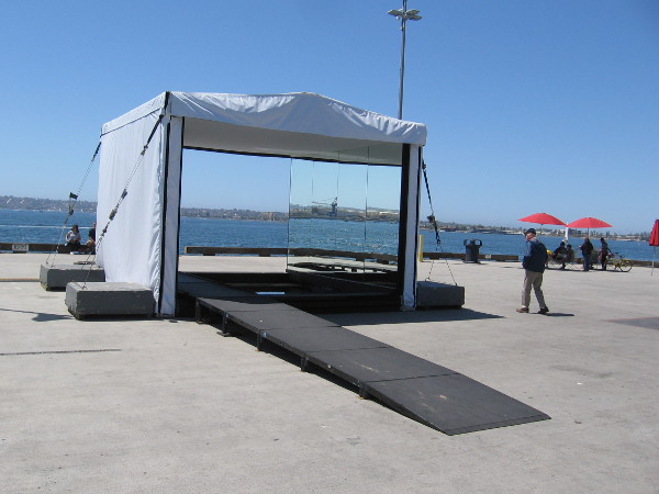 Sojourner invites people on the pier to enter its dreamlike mirror interior. Once inside, the mind and spirit are stimulated by optical effects.