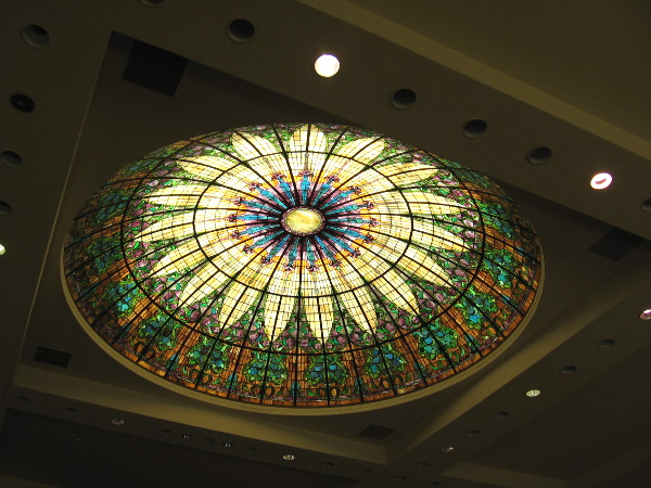 The amazing stained glass dome above the church sanctuary.