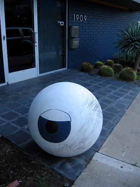 A big eyeball near the entrance of the Landscape Architecture business Environs.