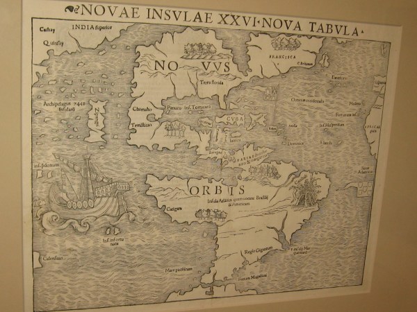 America, Sebastian Munster, Basle, 1540. This depiction of North America came from reports by explorer Giovanni da Verrazano.