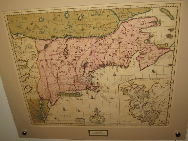 English colonies, Richard Daniel, ca. 1679. The first printed map of the colonies depicting roads.
