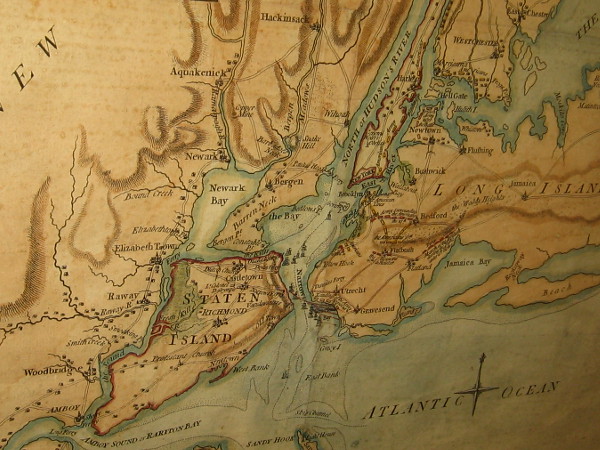 Battle of Long Island, Samuel Holland, 1776. A section of a map that shows the plan of the first major battle in the American Revolution.