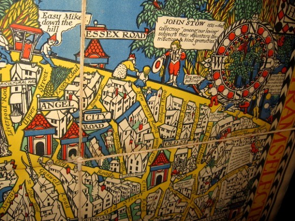 The Wonderground Map of London Town, MacDonald Gill, 1915. This small section shows some of the delightful retail map's humor.
