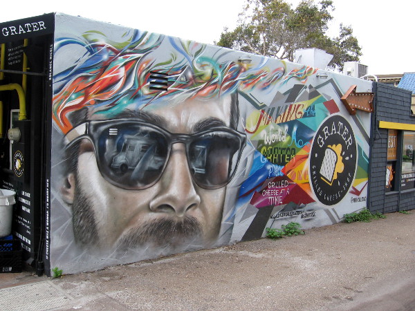 A very cool mural in the alley next to the Grater grilled cheese shop in La Jolla.