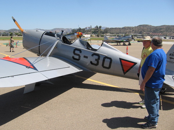 Checking out a Ryan STM-2 manufactured in San Diego in 1940. It now belongs to the Allen Airways Flying Museum at Gillespie Field.