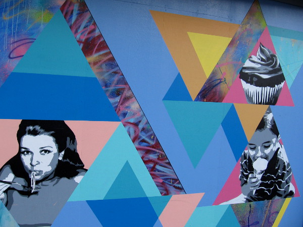 Fun art on the food court level of Horton Plaza shopping mall.