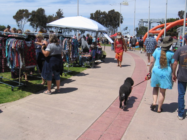 Continuing through the festival. One vendor had unique clothing for sale. Another perfect San Diego day.