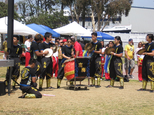 Music accompanies the fun lion dance.