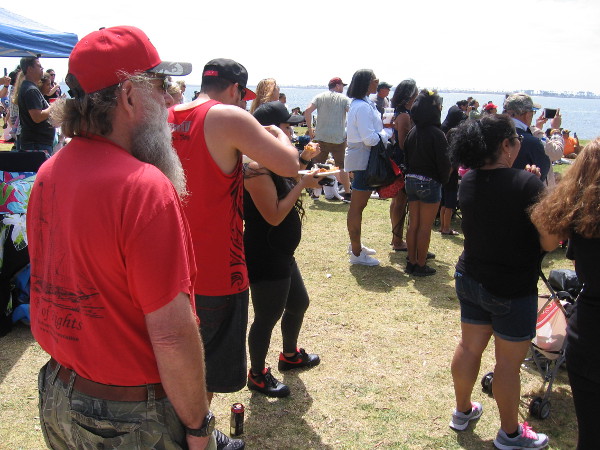 People get ready to view a Philippine martial arts demonstration.
