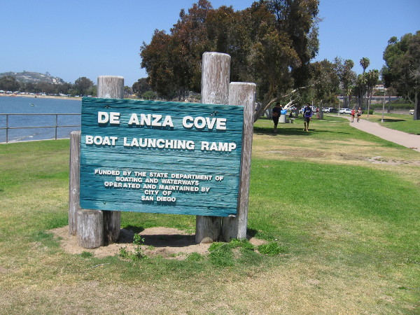 Walking past the De Anza Cove boat launching ramp.