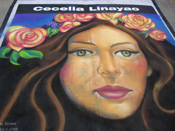 Gold and Yellow Roses, chalk art by Cecelia Linayao.