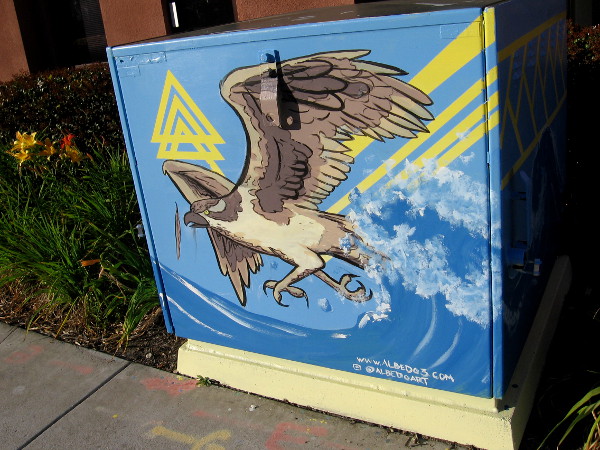 A cool bird of prey painted by artist Rachel Dipasupil Alberto. I believe it might be an osprey.
