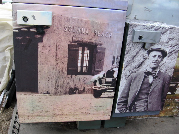 An electrical box celebrates the origin and early history of Solana Beach in San Diego's North County.