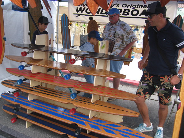 These super long skateboards are Blue Murphy's original Wonderboards! Murphy was a very friendly guy!