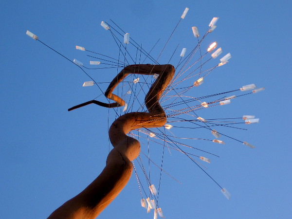 Like crystals shining in the sun. The top of Tap Root and Growth, by artist Christopher Lee, originally exhibited during Urban Trees 3.