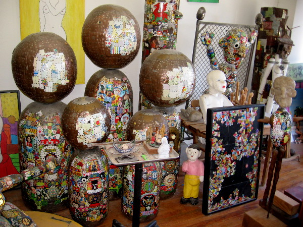 A small army of Japanese kokeshi fill the James E. Watts Studio in downtown San Diego.