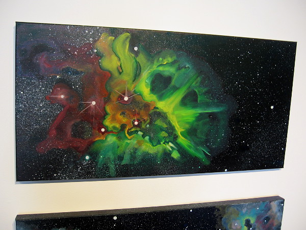Space art depicting vast clouds of glowing dust and gas. The One that Got Away, by artist Sheena Rae Dowling.