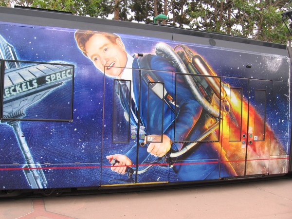 Conan flies toward the Spreckels space station in outer space somewhere above Comic-Con!