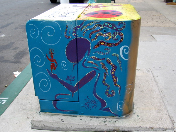 Exotic street art on an electrical box.