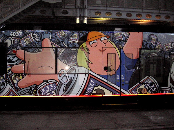 Chris Griffin among beer cans.