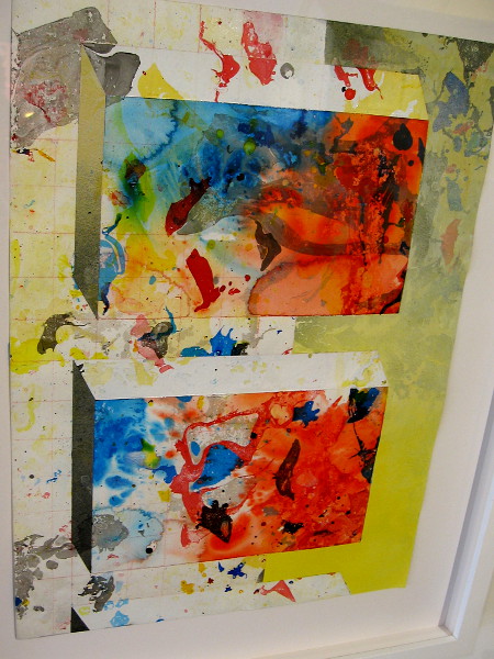 Untitled, 2018, by artist Joshua Moreno. Watercolor, watercolor pencil, gouache, marbling, spray paint.