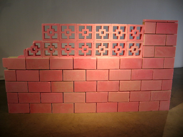 Paradise Prototype, 2018, by artist Allison Wiese. Cast sugar. Patterned concrete blocks were popular in Southern California architecture in the 1950s and 60s.