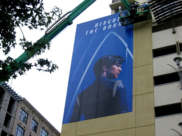 A huge banner on the Marriott Gaslamp promotes Star Trek Discovery.