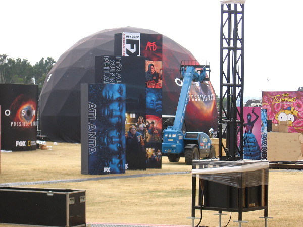 Lots of colorful graphics have popped up in the grassy area in front of the Hilton Bayfront.