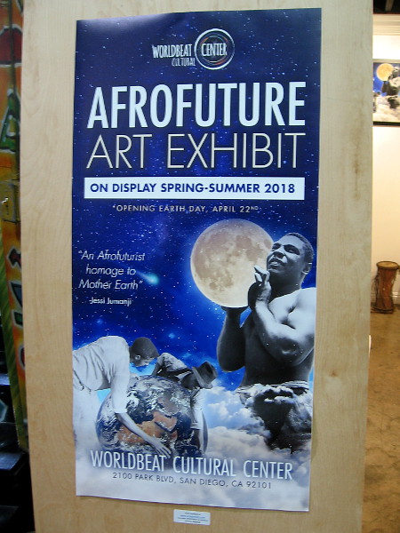 The Afrofuture Art Exhibit will be on display through Summer 2018 at the Worldbeat Cultural Center in Balboa Park.