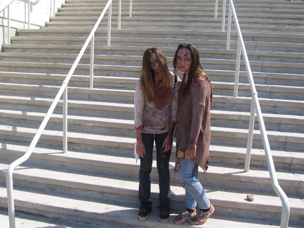 These zombies paused for a photo at the foot of the steps up to the convention center.