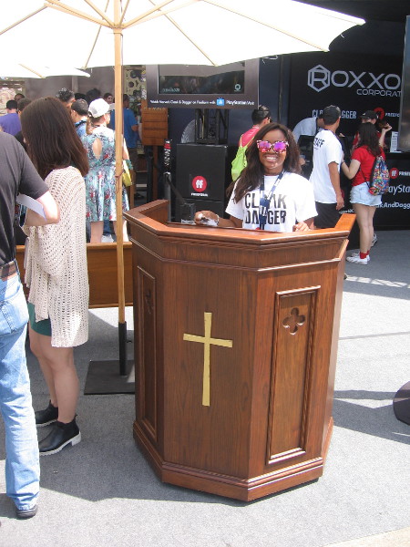 At the Cloak and Dagger activation, this nice lady seemed about ready to give a sermon.