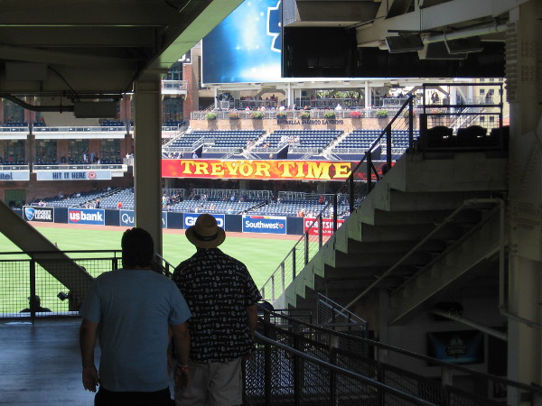Padres fans enter Petco Park before a home game against the Diamondbacks to watch the induction of Trevor Hoffman into the baseball Hall of Fame live on the big video board.