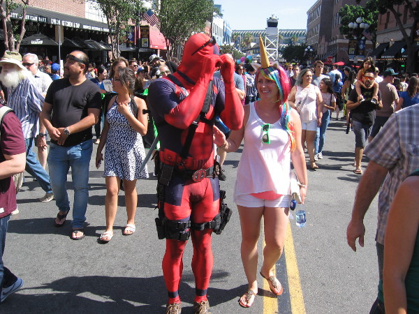 Apparently his dance worked. He attracted a unicorn!