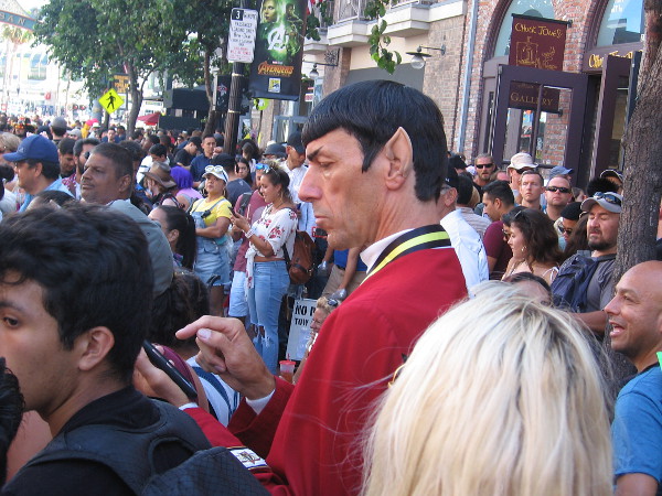 Super-tall-Spock coolly analyzes the situation.
