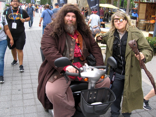 Rubeus Hagrid cosplay along with "Mad-Eye" Moody at 2018 San Diego Comic-Con.