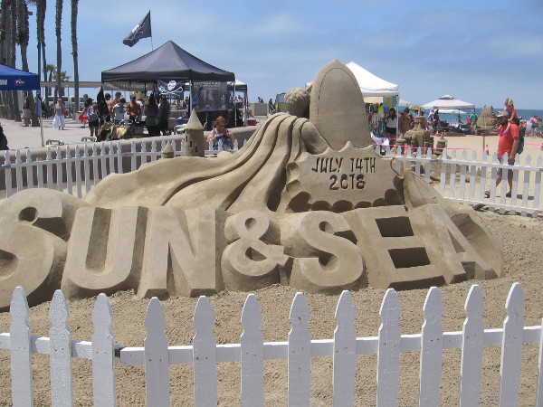 A big sand sculpture near the event's entrance greets one and all to the Sun and Sea Festival.