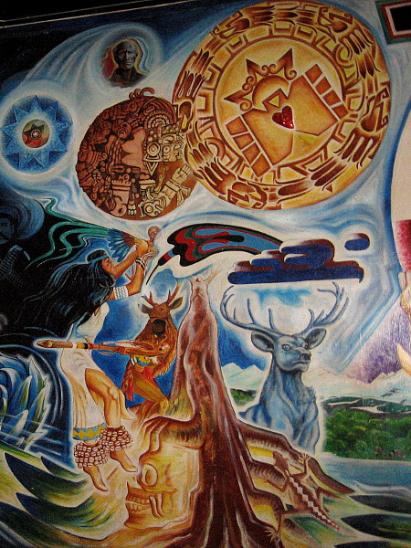 The Tree of Life stands at the center of the powerful symbolic mural La Dualidad--The Duality, 1970-1984, by artist Guillermo "Yermo" Aranda.