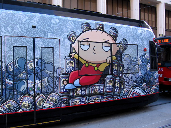King of all he surveys, Stewie sits in throne made of beer cans!