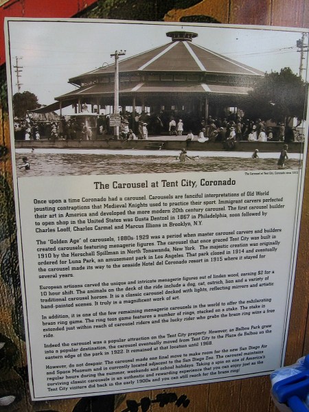 Sign describes the golden age of carousels and the history of one beloved merry-go-round that lives on in San Diego.
