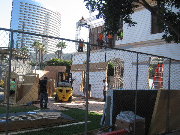 Workers get the Castle Rock activation ready for 2018 Comic-Con.