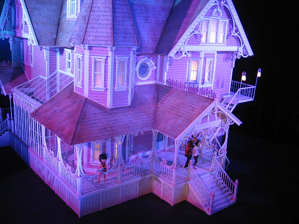 The tour has begun. First up we see a large model of Coraline's Other World House Exterior, or Pink Palace. The 1/16 scale miniature was used to film several exterior scenes.