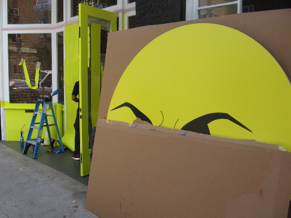 AT&T's Mr. Mercedes offsite is getting ready in the Gaslamp on Tuesday afternoon!