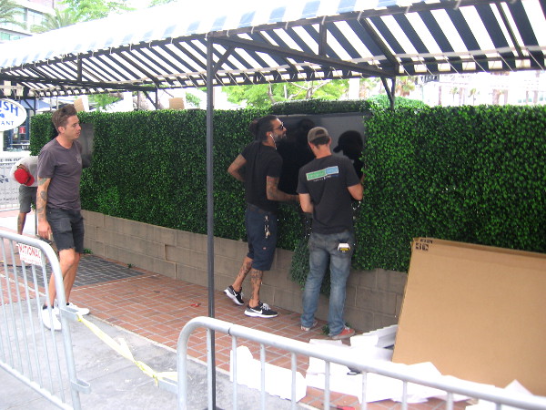 Getting video screens ready at NBC's The Good Place offsite.