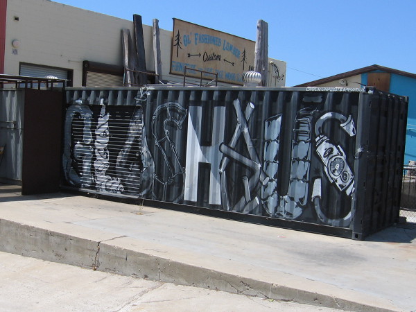 Glashaus remains painted on a shipping container long after the nearby art studios were vacated.