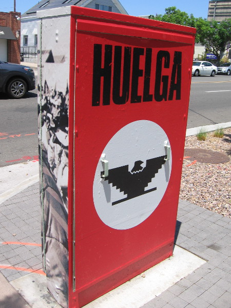 Huelga in Spanish means strike.